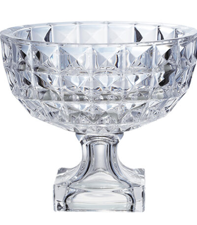 Fruteira Centro de Mesa Cristal Aquamarine com Pé Diamante Full-Fit 22083 - 25cm