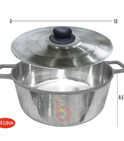 Panela Caçarola de Alumínio Batido com Tampa 18cm Bonanza 18 - 1,8L