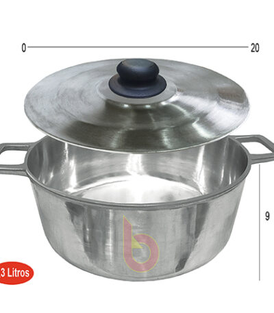 Panela Caçarola de Alumínio Batido com Tampa 20cm Bonanza 20 - 2,3L
