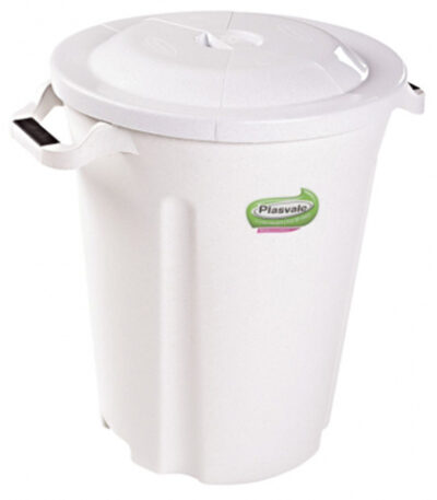 Lixeira com Tampa e Alça Branca Plasvale 164 - 97L