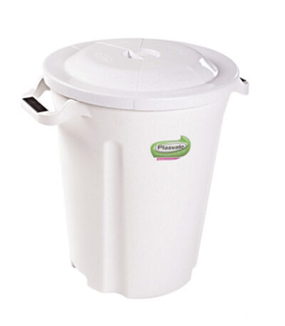 Lixeira com Tampa e Alça Branca Plasvale 177 - 62L