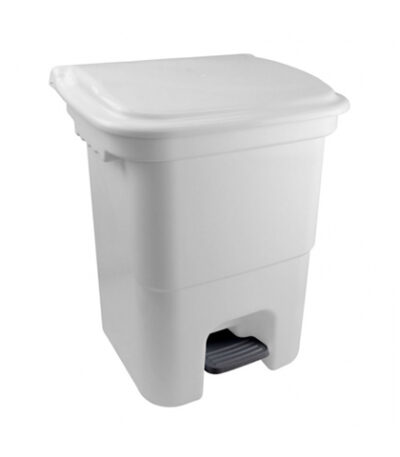 Lixeira com Pedal de Plástico Branca Plasvale 1290 - 50L