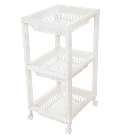 Fruteira Multiuso de Plástico com Rodas Branca Ordene 10000 - 3 Bandejas