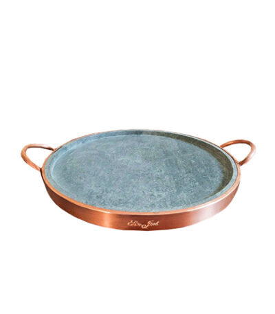 Forma de Pizza de Pedra Sabão com Alças de Cobre São José 21 - 21x3cm