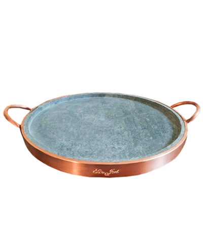 Forma de Pizza de Pedra Sabão com Alças de Cobre São José 29 - 29x3cm