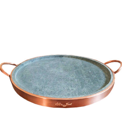 Forma de Pizza de Pedra Sabão com Alças de Cobre São José 36 - 36x3cm