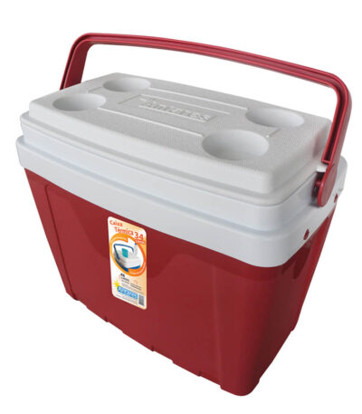 Caixa Térmica Vermelha com Tampa Porta Copo Antares - 34L