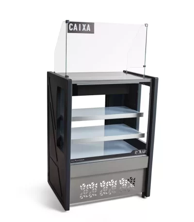 Balcão Vitrine Natural Caixa PVCNP-080 Polar Platinum Porta Bandeira - 0,80m