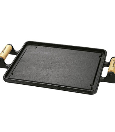 Chapa Bifeteira Lisa de Ferro Fundido com Alças de Madeira Santana - 43cm