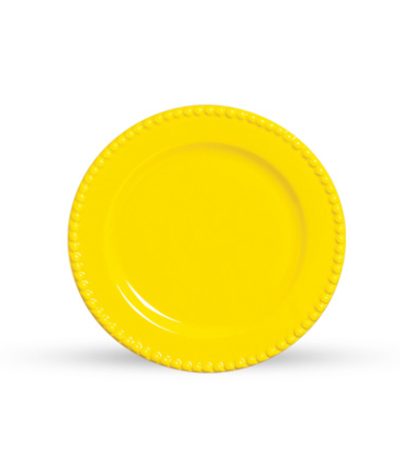 Prato Raso de Cerâmica Bolinha Amarelo Scalla 482851 - 27cm