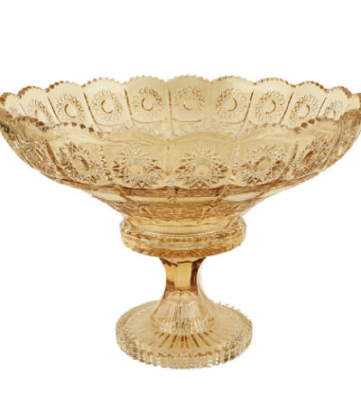 Fruteira Centro de Mesa Cristal Versailles Âmbar com Pé Full-Fit 27219 - 32cm