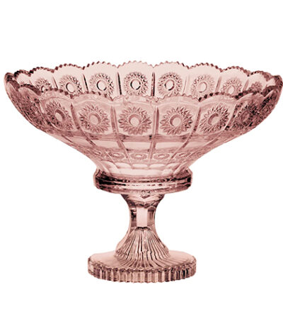Fruteira Centro de Mesa Cristal Versailles Rosa com Pé Full-Fit 27221 - 32cm