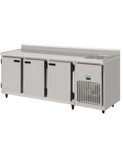 Balcão de Serviço Refrigerado Inox 2 Metros com Pia 3 Portas Kofisa KBSC - 220v
