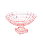 Fruteira Centro Mesa Cristal Rosa com Pé Diamante Rojemac 27692 – 32cm