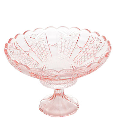 Fruteira Centro de Mesa Cristal Princess Rosa com Pé Full-Fit 27919 - 32cm