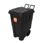 Lixeira Coletora com Pedal Rodas e Alças Preta Antares - 90L