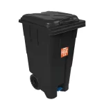 Lixeira Coletora com Pedal e Rodas Preta Antares - 120L