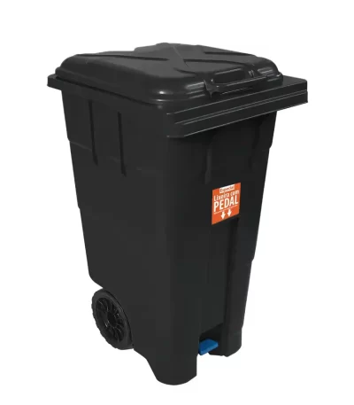 Lixeira Coletora com Pedal e Rodas Preta Antares - 120L