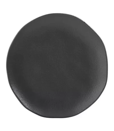 Prato de Sobremesa de Cerâmica Orgânico Preto Geo Matte Porto Brasil - 19cm