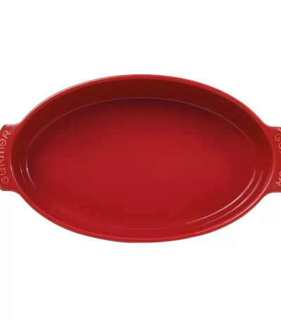 Travessa Assadeira de Porcelana Oval Vermelha Germer - 38x21cm