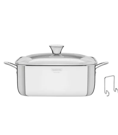 Caçarola em Aço Inox Quadrada Corpo Triplo Grano com Suporte para Tampa Tramontina 62144/220 - 4L