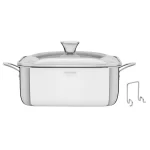 Caçarola em Aço Inox Quadrada Corpo Triplo Grano com Suporte para Tampa Tramontina 62144/260 - 7,3L
