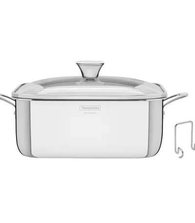 Caçarola em Aço Inox Quadrada Corpo Triplo Grano com Suporte para Tampa Tramontina 62144/260 - 7,3L
