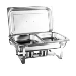 Rechaud Inox Retangular 7L Orcil com Tampa Removível RRTRD Desmontado 2 Cubas GN 1/2 - Banho Maria