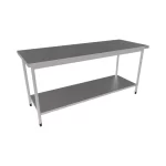 Mesa de Aço Inox Lisa Fixa com Prateleira Sulfisa S331 - 150x70cm