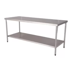 Mesa de Inox Lisa Fixa com Prateleira Sulfisa - 190x70cm