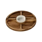 Tábua Petisqueira Redonda de Madeira Teca com Quatro Divisões Stolf 1321 - 30cm
