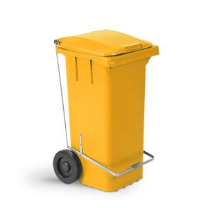 Lixeira Seletora com Pedal e Rodas Amarelo Bolivar 324A – 120L