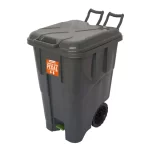 Lixeira Coletora com Pedal Rodas e Alça Cinza Antares – 90L
