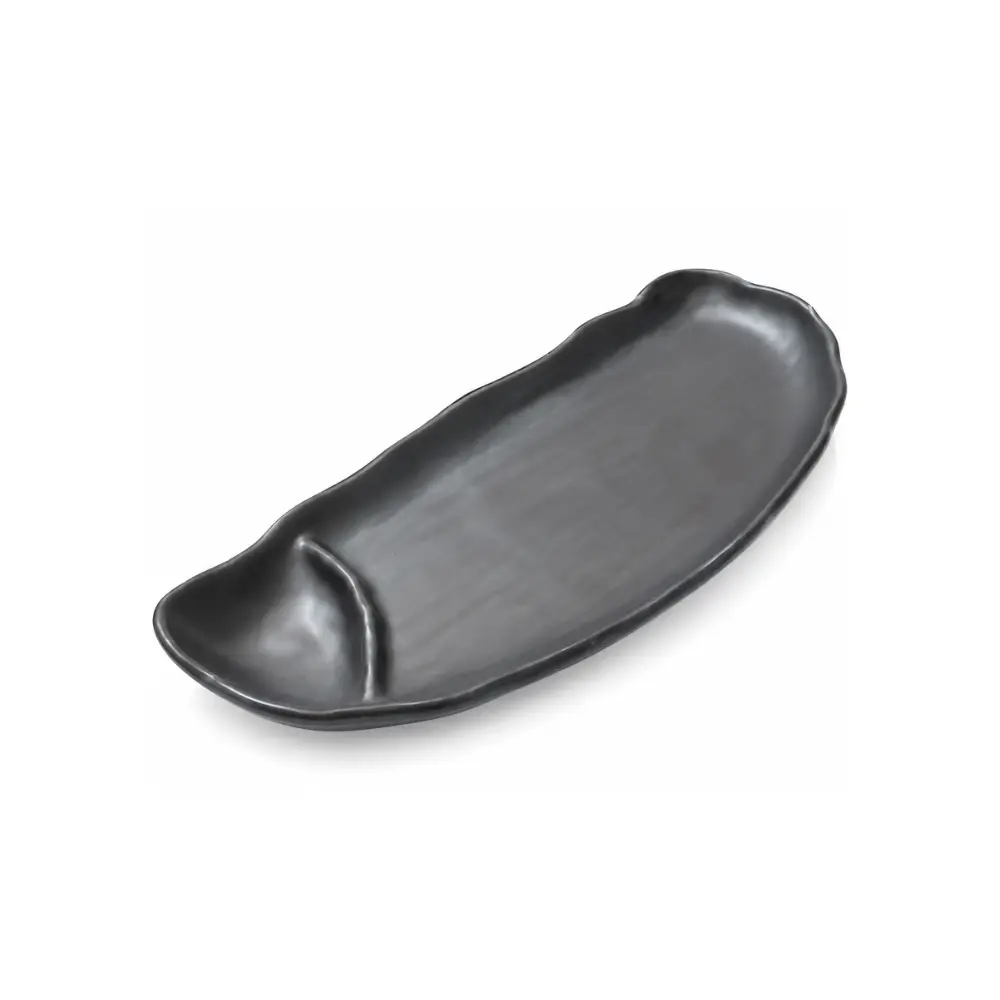 855.67.7980 Travessa de Melamina Lua para Sushi Sashimi Preta Weck 6680 - 27x11,5cm - Imagem 1