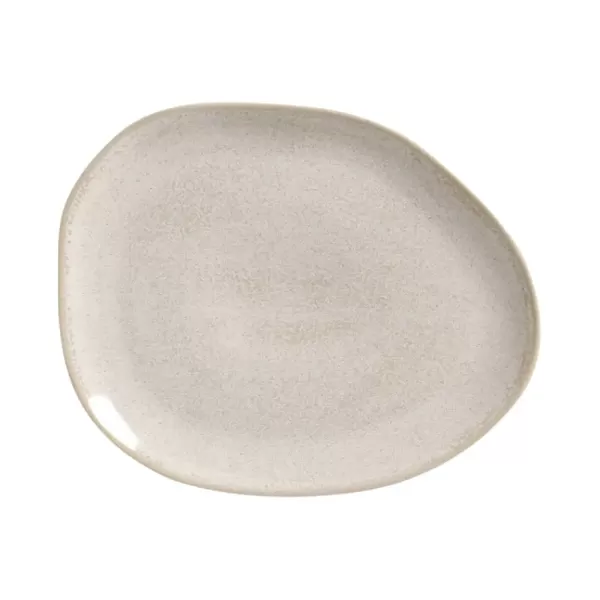 Prato Raso Oval Orgânico de Cerâmica Latte Porto Brasil - 31cmx24cm