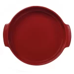 Travessa Assadeira de Porcelana Redonda Vermelha Germer - 25cm