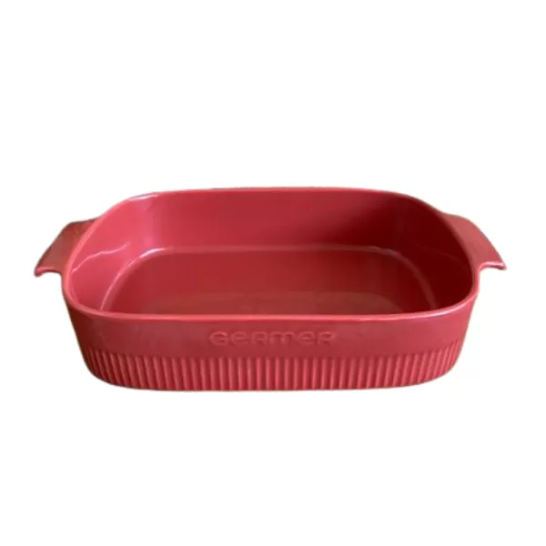Travessa Assadeira de Porcelana Retangular Vermelha Germer - 28x17cm