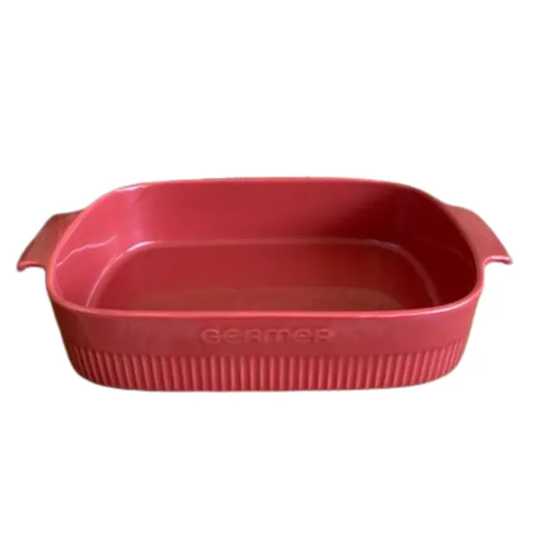 Travessa Assadeira de Porcelana Retangular Vermelha Germer - 30x21cm