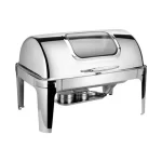 Rechaud Inox Retangular 1/1 9L com Tampa e Visor de Vidro Chef Line 50557 - Banho Maria