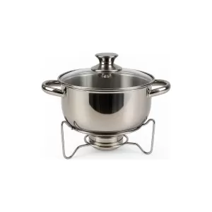Rechaud Inox Redondo 1,5L com Tampa de Vidro e Fogareiro Brinox 1042/116 – Banho Maria