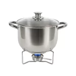 Rechaud Inox Redondo 8L com Tampa de Vidro e Fogareiro Brinox 1042/128 – Banho Maria