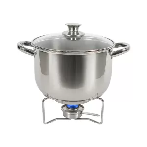 Rechaud Inox Redondo 8L com Tampa de Vidro e Fogareiro Brinox 1042/128 – Banho Maria