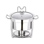 Rechaud Inox Redondo 8L GP Inox GP406 Tampa de Vidro c/ Fogareiro - Banho Maria