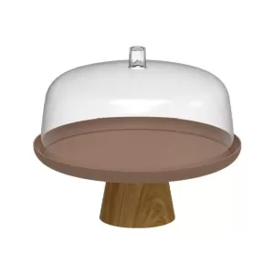 Boleira com Cúpula e Pé Marrom Martiplast BFB300 - 25cm