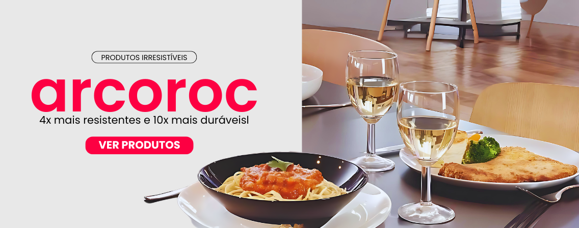 Foto de um banner dos produtos da marca Arcoroc
